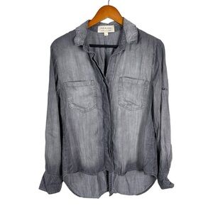 ❗️Cloth & Stone Women’s Top Shirt Gray Button Down Small Tab Sleeve